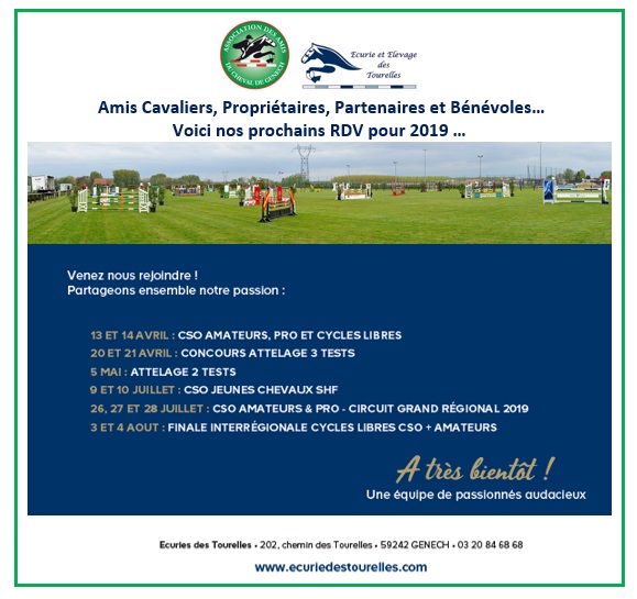 Calendrier Concours GENECH 2019 - Les Amis du Cheval